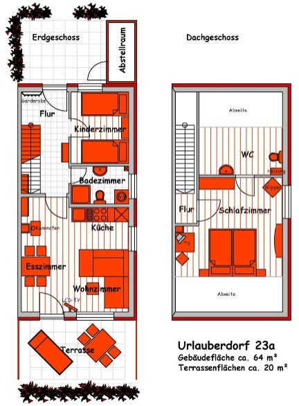 Grundriss des Ferienhaus im Urlauberdorf